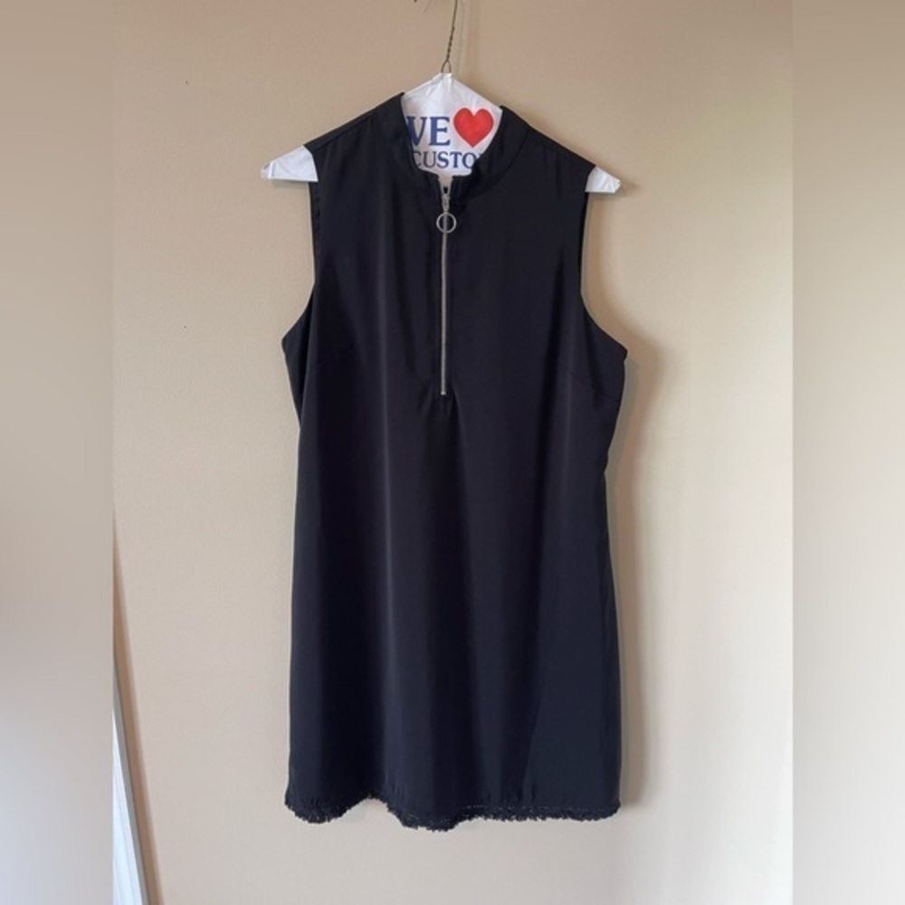 Goldray Black Front Zip Mini Dress Size Medium